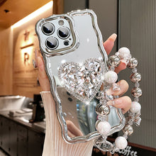 Cargar imagen en el visor de la galería, Silver Heart Rhinestone Stand iPhone Case
