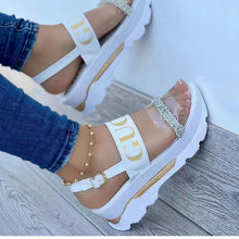 Load image into Gallery viewer, Women&#39;s platform sandals with rhinestones
