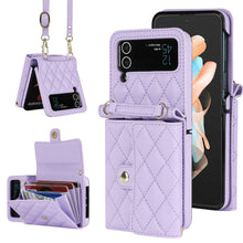Load image into Gallery viewer, Luxury Leather Card Holder Phone Case With Chain For Samsung Galaxy Z Flip3 Flip4 Flip5 5G
