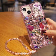 Load image into Gallery viewer, Luxury Rhinestone Diamond Flower iPhone Case
