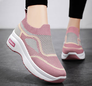 Fashion Spring And Summer Women Sports Shoes Thick Sole Middle Heel Slip On