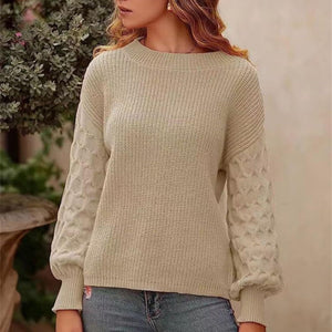 Women's Pullover Crew Neck Sweater Casual Long Sleeve Loose Chunky Knit Jumper Blouse Tops