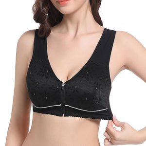 Plus Size Front Closure Wireless Bra Lace Women Underwear