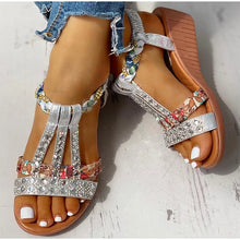 Load image into Gallery viewer, Women&#39;s Casual Rhinestone Wedge Round Toe Sandals

