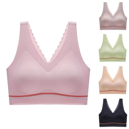 Women's seamless push-up latex deep V comfortable bra