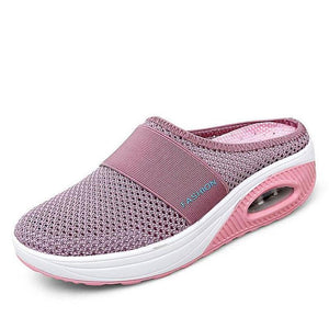 Women Daily Fly Knit Fabric Summer Air Cushion Mule Slippers