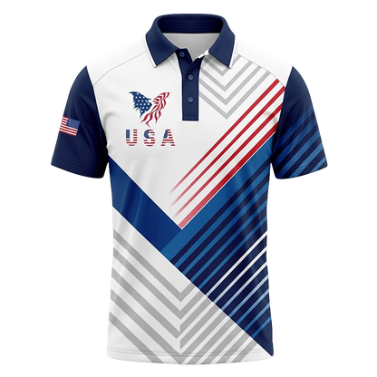 USA 250th Anniversary Print Casual Polo Shirt