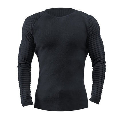 Men's Basic Knitted Crew Neck Long Sleeve Pullover