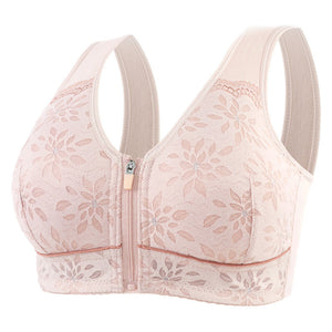 Plus Size Front Closure Wireless Bra Lace Women Underwear