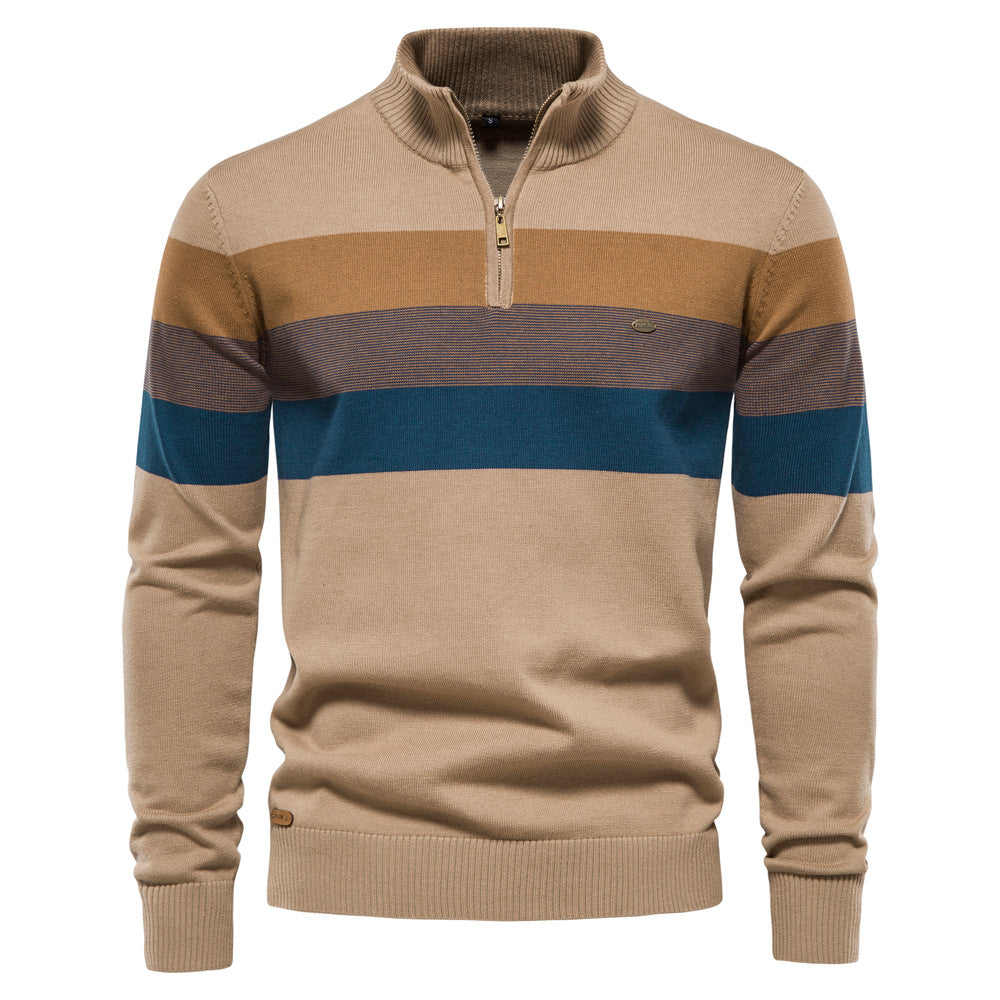 Winter New Men's Cotton Casual Zipper Knitted Sweater