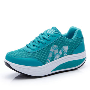 Autumn women's mesh thick-soled sports shoes