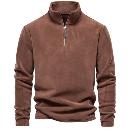 Men Fall/Winter Stand Collar Half-Zip Sweatshirt