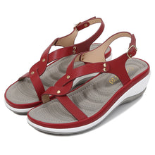 Load image into Gallery viewer, Women&#39;s Solid Round Toe Wedge Sandals
