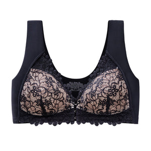 Button-Front Latex Cup Push-up Lace Bra