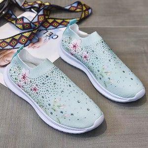 Women's Rhinestone Stretch Casual Breathable Sneakers
