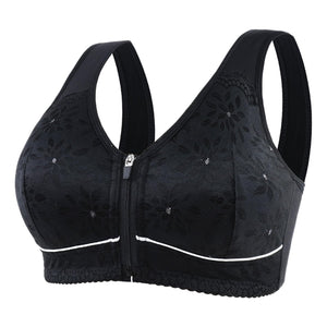 Plus Size Front Closure Wireless Bra Lace Women Underwear