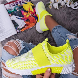 Women's round toe casual fly mesh elastic shoes