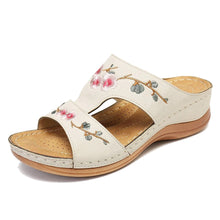 Load image into Gallery viewer, Hollow Flower Embroidered Wedge Ladies Slippers

