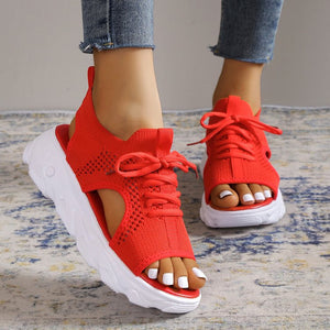 Summer new thick-soled flying woven soft-soled casual sandals