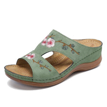 Load image into Gallery viewer, Hollow Flower Embroidered Wedge Ladies Slippers
