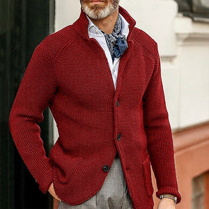 Winter Men's Knit Sweater Soft Warm Breathable Handsome Stand Collar Cardigan Suit Thick Knit Suit Jacket