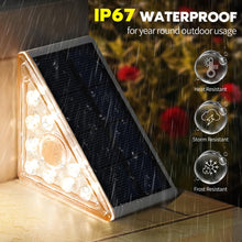 Cargar imagen en el visor de la galería, LED Motion Sensor Solar Step Light Waterproof IP67, For Outside Garden, Concrete, Patio, Yard, Porch, Front Door, Warm White
