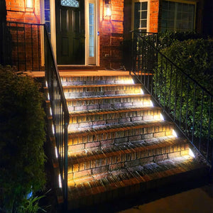 LED Motion Sensor Solar Step Light Waterproof IP67, For Outside Garden, Concrete, Patio, Yard, Porch, Front Door, Warm White
