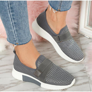 Women's Breathable Slip On Mesh Rhinestone Trainers Shoes