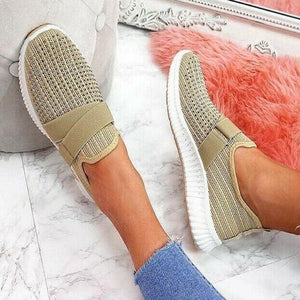 Women's Breathable Slip On Mesh Rhinestone Trainers Shoes