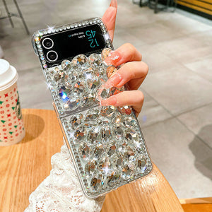 Luxurious Clear Rhinestone Phone Case For Samsung Galaxy Z Flip3 Flip4 5G