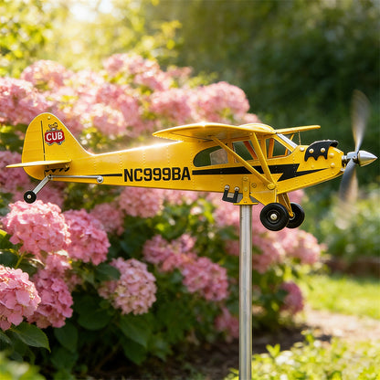 Piper Cub Vintage Metal Airplane Garden Wind Spinner