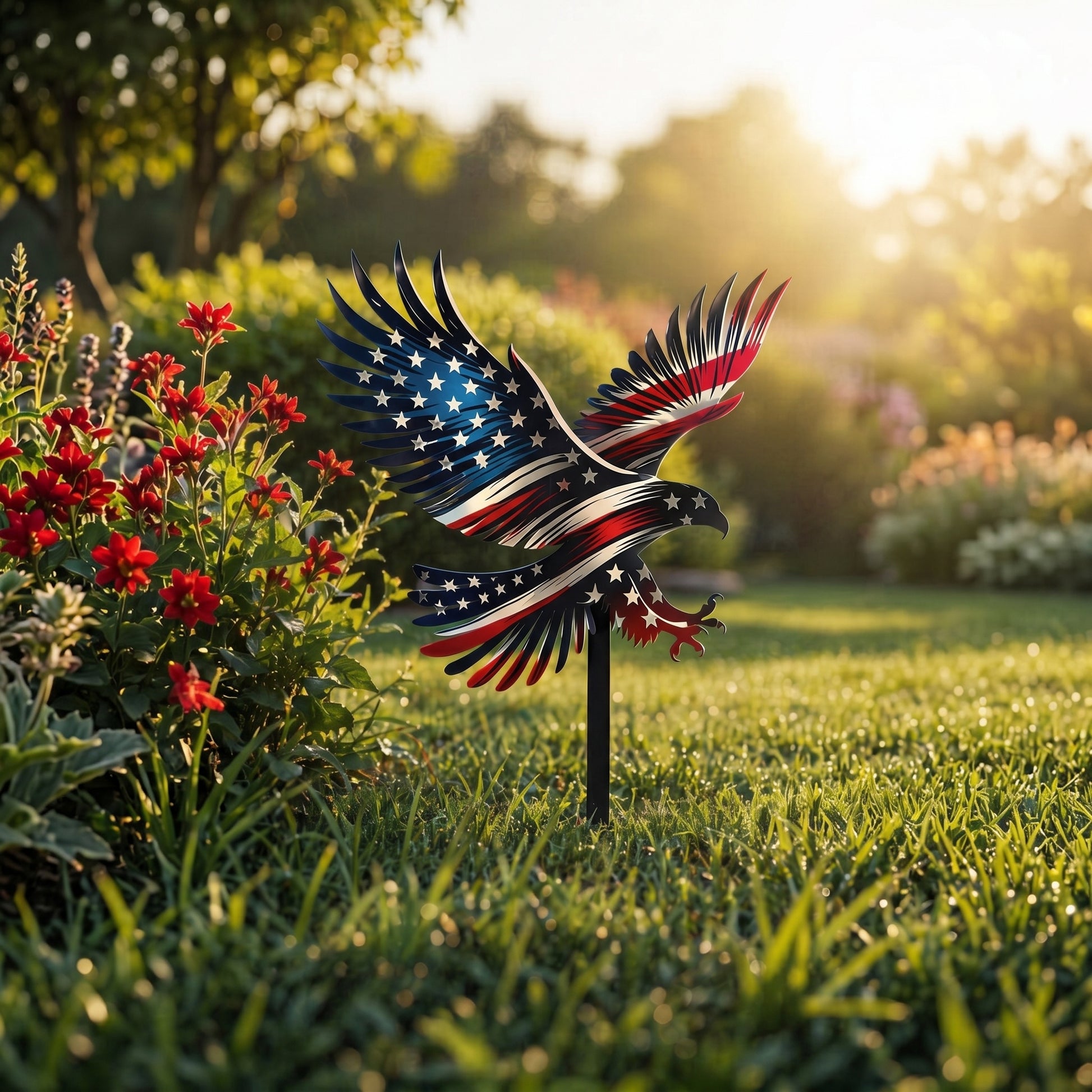 The American Flag Eagle Garden Stake