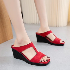 Women's new wedge fish mouth sandals