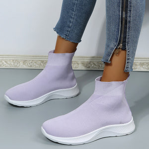 Women's casual breathable high top elastic socks shoes