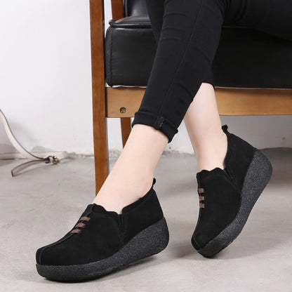 Round toe fly woven mesh thick sole ladies casual shoes