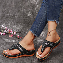 Load image into Gallery viewer, Flat lightweight rhinestone flip flops
