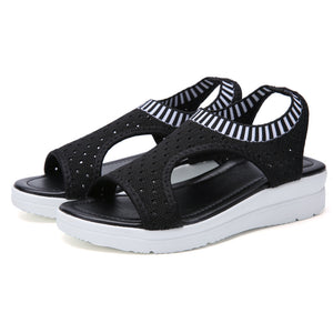 Women's Breathable Elastic Band Thick Sole Mesh Sports Sandals