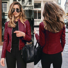 Load image into Gallery viewer, Stylish women&#39;s PU leather jacket; choose from 8 colors to match any outfit
