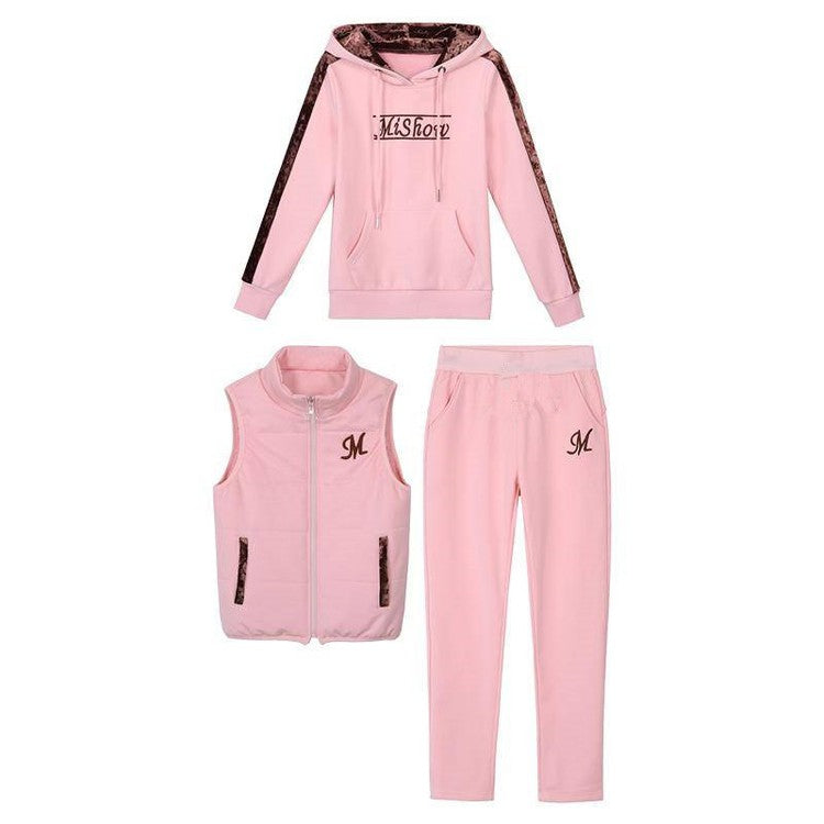 40% OFF-Ropa deportiva acolchada y engrosada más tamaño casual de tres piezas de la moda de invierno sudadera - España