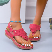 Load image into Gallery viewer, Round Toe Flat Fringed Sandals
