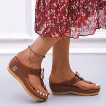 Load image into Gallery viewer, Ladies Flip Flop Wedge slippers
