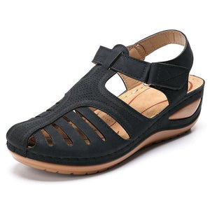 Women Hollow Out Breathable Wedges Thick Sole Buckle Sandals
