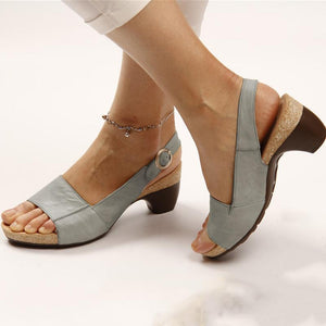 Shoesmama Women's Elegant Low Chunky Heel Comfy Sandals