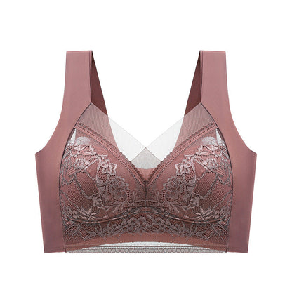 New lace wrap chest gather no steel ring bra