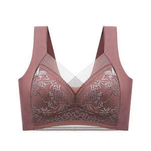 New lace wrap chest gather no steel ring bra