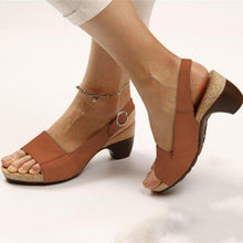 Cargar imagen en el visor de la galería, Shoesmama Women&#39;s Elegant Low Chunky Heel Comfy Sandals
