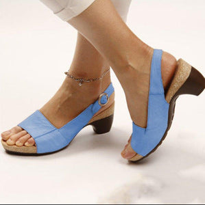 Shoesmama Women's Elegant Low Chunky Heel Comfy Sandals